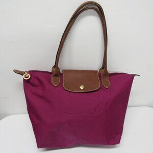 LONGCHAMP Le Pliage Original Tote Bag Nylon Shoulder Purse Dark Fuchsia Berry
